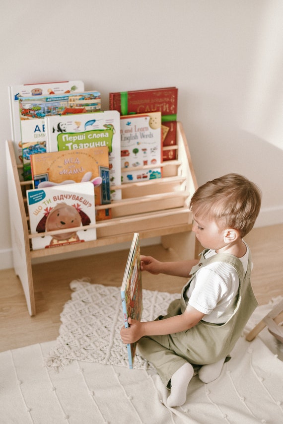 Montessori Bookshelf, Toddler Bookcase, Wooden Kids Furniture