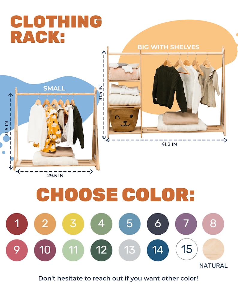 Baby Clothing Rack With Shelves Toddler Nursery Furniture Etsy