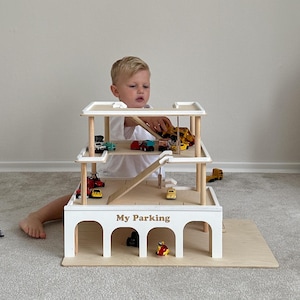 Personalized Toys for Boys, Toy Garage Car Ramp, Toddler Birthday Gift, Toy Car Parking Garage, Montessori Toy Car Storage