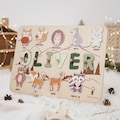 Name Puzzle for Toddler, Baby Boy 1st Birthday Gift, Woodland Animals Nursery, Kids Name Puzzle 2nd, 3rd Birthday Gift, Wood Montessori Toys product logo