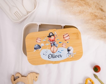 Pirate Bento Lunch Box for Kids & Adults, Reusable Food Container, Meal Prep Lunchbox for School, Work or Travel, Eco-Friendly Bento Box