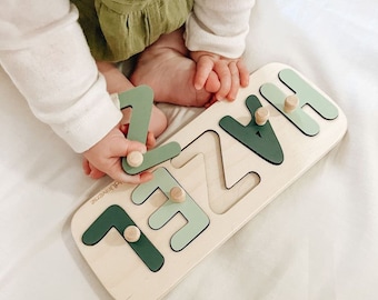 Nuovo regalo per bambini Puzzle con nome in legno per bambini Puzzle Montessori, regalo per il primo compleanno per neonati, giocattoli in legno, regali personalizzati per bambini