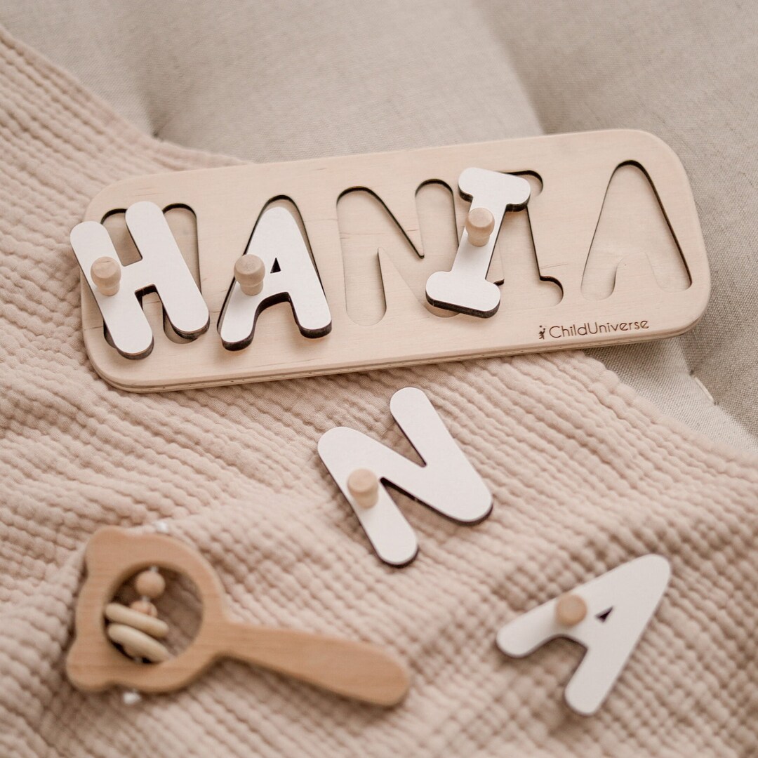 Personalized Name Puzzle for Kids, Wooden Baby Toy, Custom Toddler Gift ...