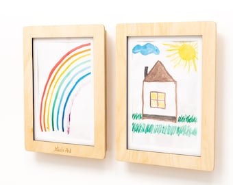 Marcos de arte infantil, marcos para guarderías, marcos para dibujos infantiles, marcos para fotos, obras de arte para niños, almacenamiento de pinturas para niños, dibujos fáciles de cambiar