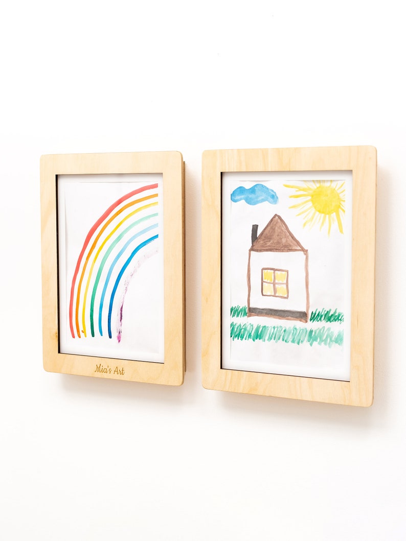 Children Art Frames, Nursery Frame, Children Drawings Frames, Picture Frames, Kids Artwork, Kids Painting Storage, Easy Change Drawings image 1