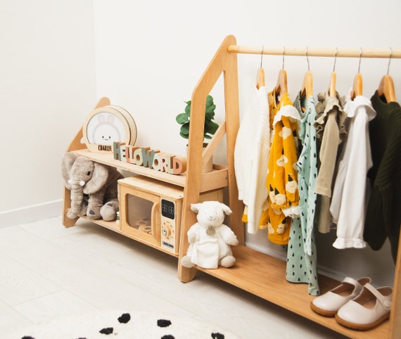 HONEY JOY Organizer Per Giocattoli 5 Sezioni, Scaffale In Legno 111x30x61 Cm, Per Asilo E Sala Giochi