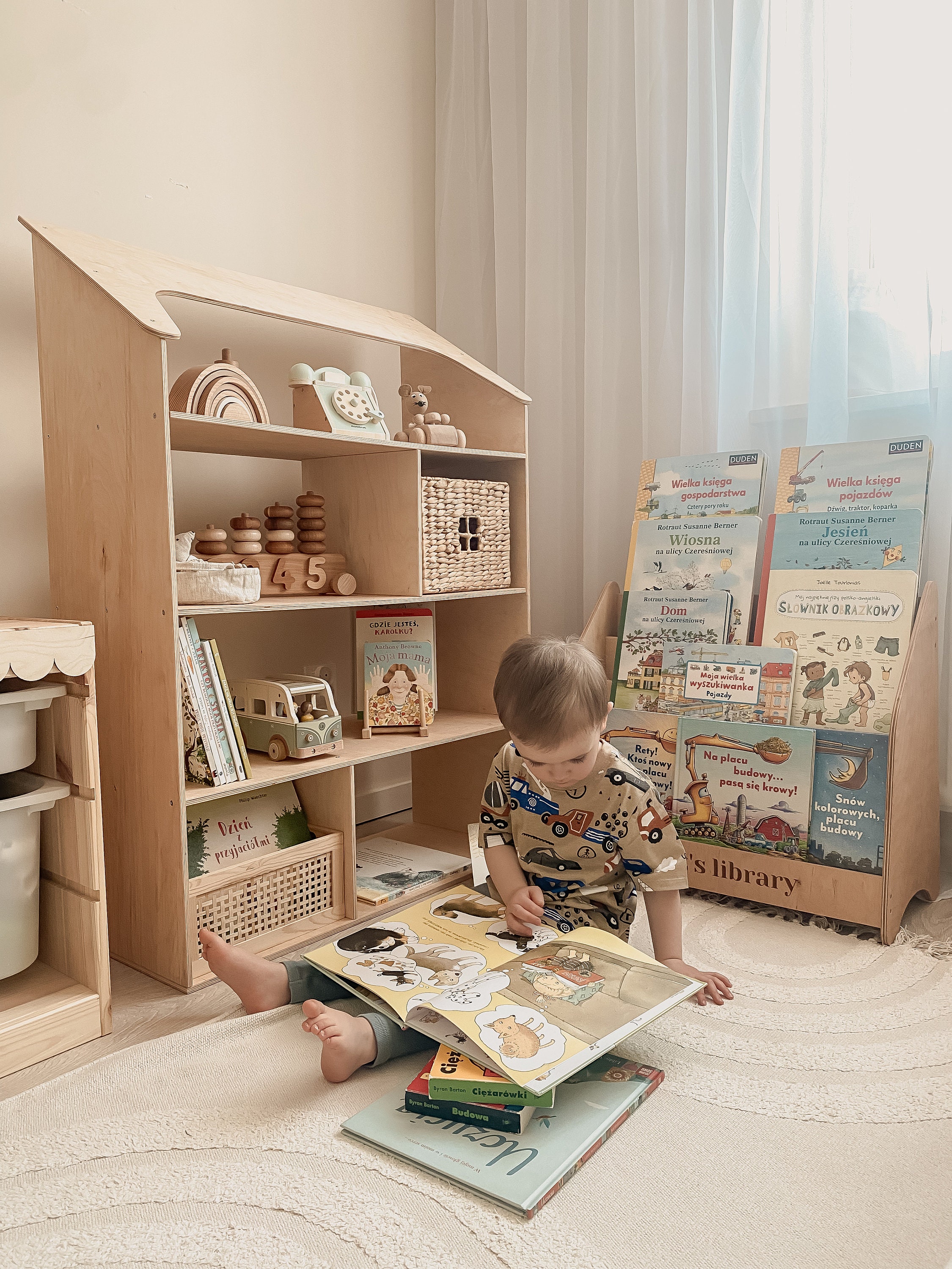 Large Wooden Bookcase, Large Baby Shelf, Personalized Shelf