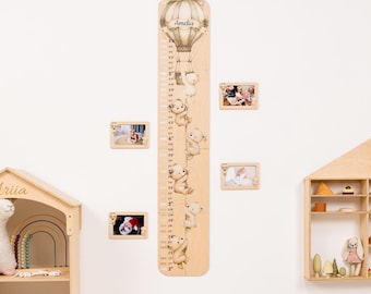 Wooden Wall Growth Chart for Kids - Creative Height Tracker & Decor - Bear Nursery Decor