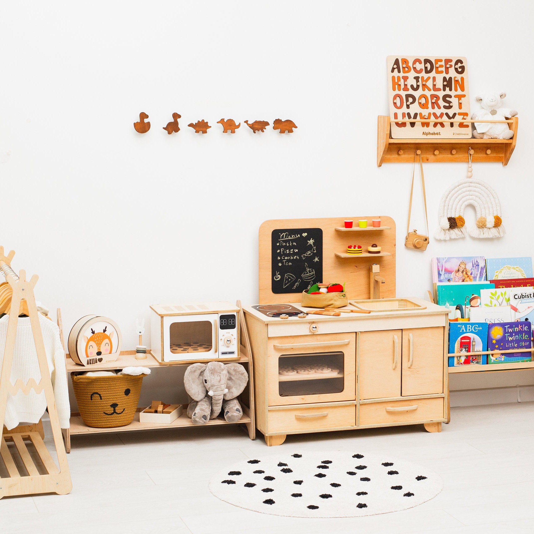 Montessori-Inspired Wooden Kids' Toy Kitchen - Shop WoodAndHearts Kids' Toys  - Pinkoi