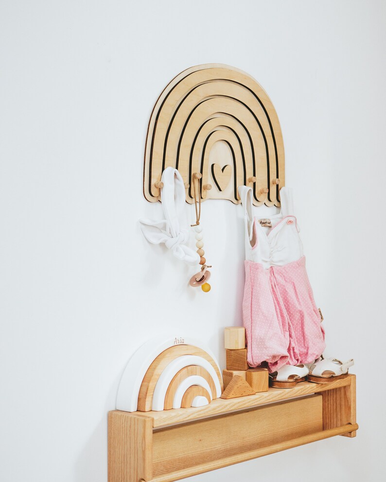 Rainbow Wall Hanger Baby Girl Room Wall Decor Nursery Wooden Etsy