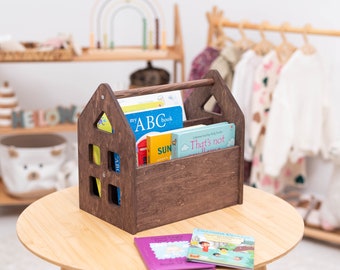 Toddler Bookcase, Nursery Cute Storage For Books, Playroom Decor Box for Books, Nursery Small Bookshelf,  Toys Organization, Room Furniture