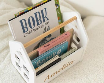 Toddler Bookcase, Cute Storage For Books, Toys Organization, Room Furniture, Playroom Decor Box for Books, Nursery Small Bookshelf