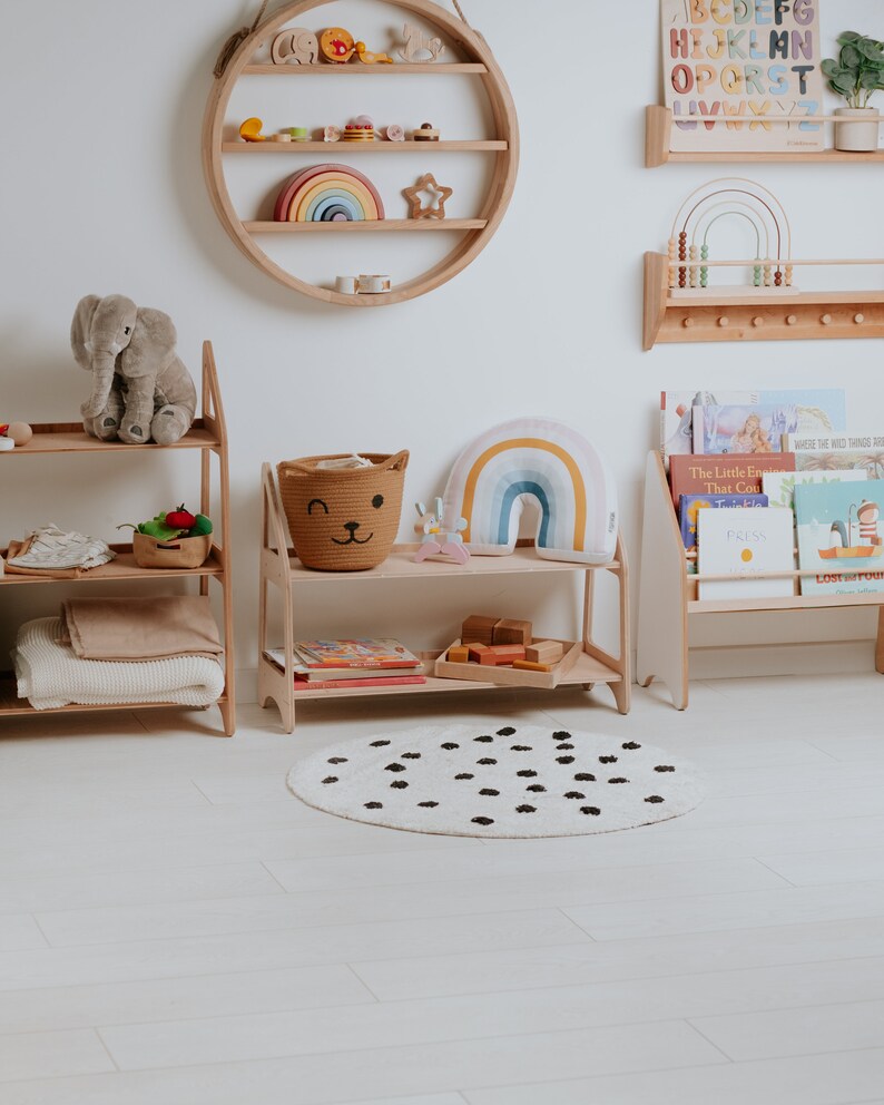 Toy Storage Montessori Wooden Open Shelf Kids Playroom Etsy