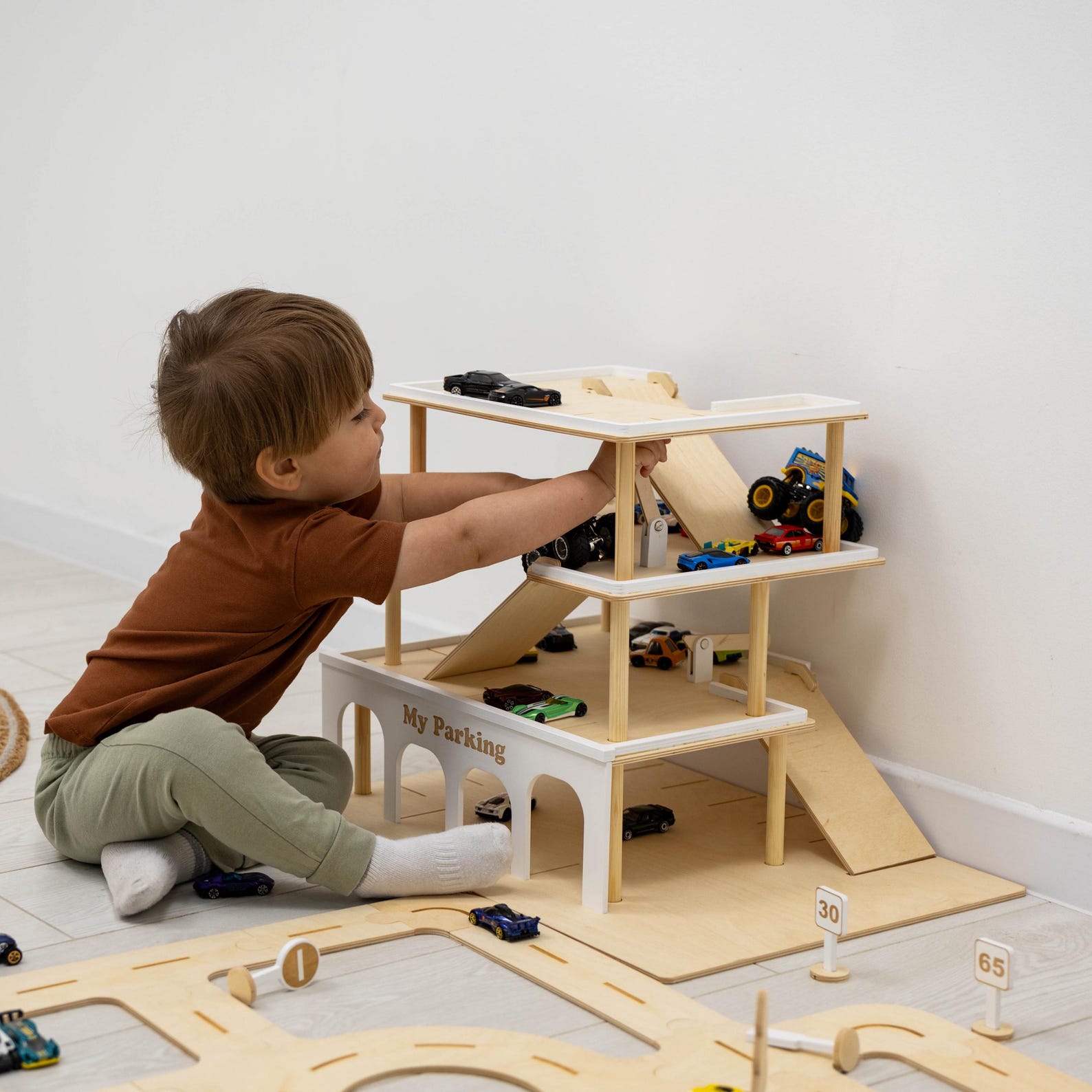 Toy Garage Car Ramp, Toddler Birthday Gift, Toy Car Parking Garage ...