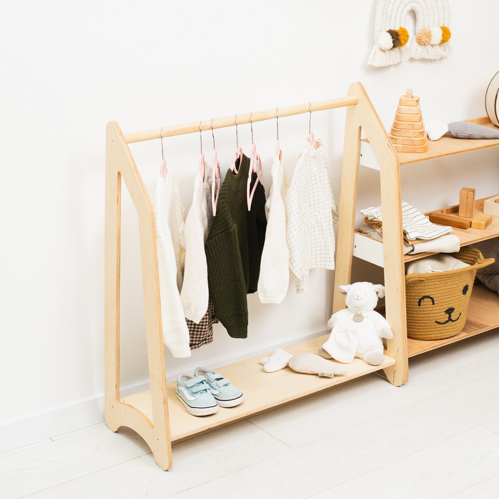 Baby Clothing Rack With Shelves Toddler Nursery Furniture Etsy