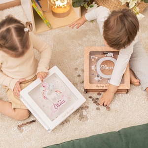 カスタム名入り貯金箱、子供用貯金箱、子供用キャッシュボックス、赤ちゃんの誕生日プレゼント、木製貯金箱、幼児用カスタム貯金箱