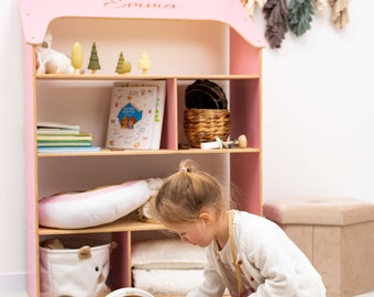Gepersonaliseerde boekenplank, grote houten boekenkast, babyplank, gepersonaliseerde plank, houten boekenkast, plank kinderkamer, inrichting kinderkamer