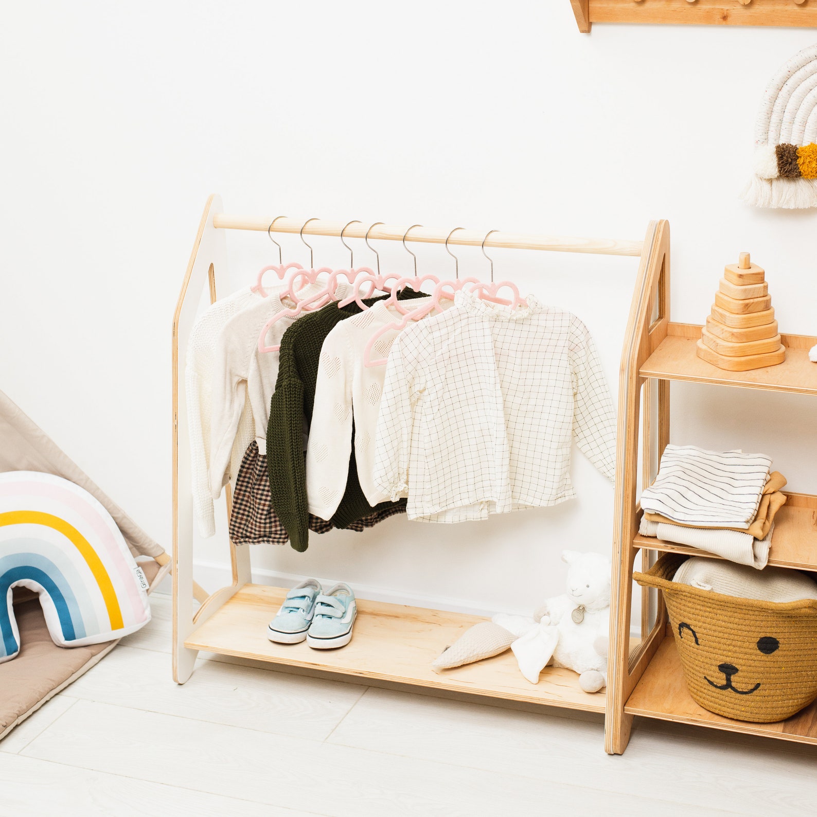 Baby Clothing Rack With Shelves Toddler Nursery Furniture Etsy