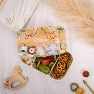 Portable Bento Lunch Box, Divided Food Storage Container, Leakproof Reusable Lunchbox for School, Work, Picnic or Travel