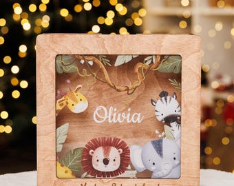 Safari Piggy Bank Box, Money Box With Name For Kids, Money Piggy Bank, Gifts For Birthday, First Birthday Gift, Personalized Money Box Bank