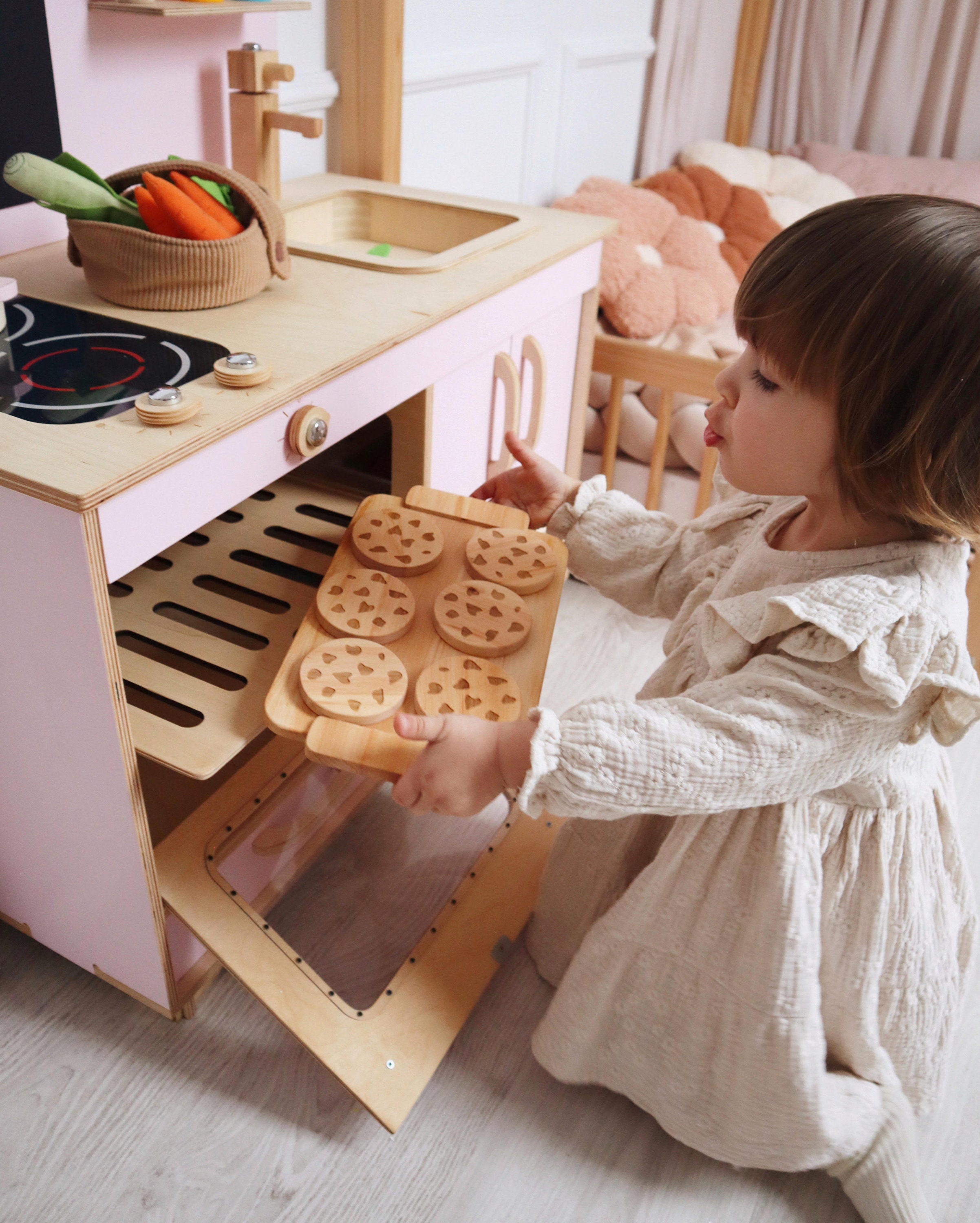 Montessori Wooden Play House Toys Children Kitchen Pretend Toy