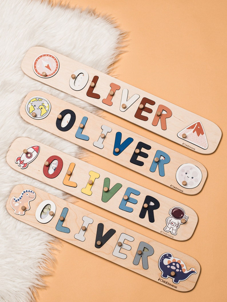 Personalized Name Puzzle, Baby Boy Gift, 1st Birthday Gift for Toddler, Kids Gift, Wood Montessori Toys, Baby Girl Gift, Baby Shower Gift image 2