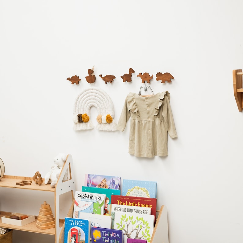 Wooden Animal Wall Hooks for Kids Woodland Nursery Decor Etsy