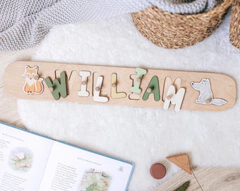 Custom Name Puzzle, Wooden Baby Name Puzzle,  Montessori Toys, Baby Name Puzzle, Unique Gift for Toddlers Birthday, Wooden Name Puzzle