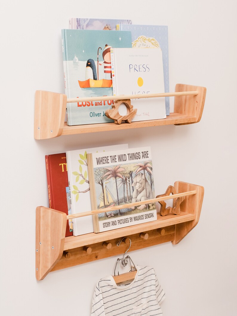 Nursery Wall Mount Bookshelf Kids Bookcase Montessori Etsy