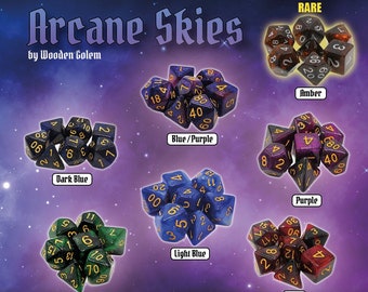 Arcane Skies Dice Gachapon - Get a Random Dice Capsule - 7 to Collect - Each Capsule Contains Full Set of 7 Dice