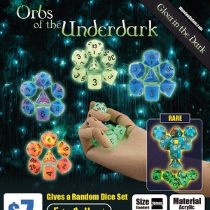 Orbs of the Underdark Dice Gachapon - Ottieni una capsula di dadi casuale - Ogni capsula contiene un set completo di 7 dadi di Wooden Golem