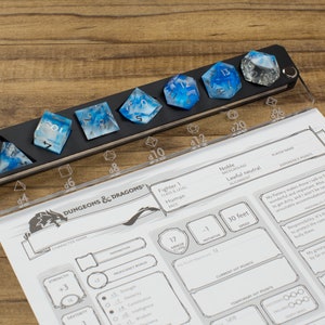 Captured Sky Sharp Handmade Dice Clear/Blue/White Resin Cast Dice Set of 7 DnD Dice Dice for Dungeons & Dragons by Wooden Golem image 10