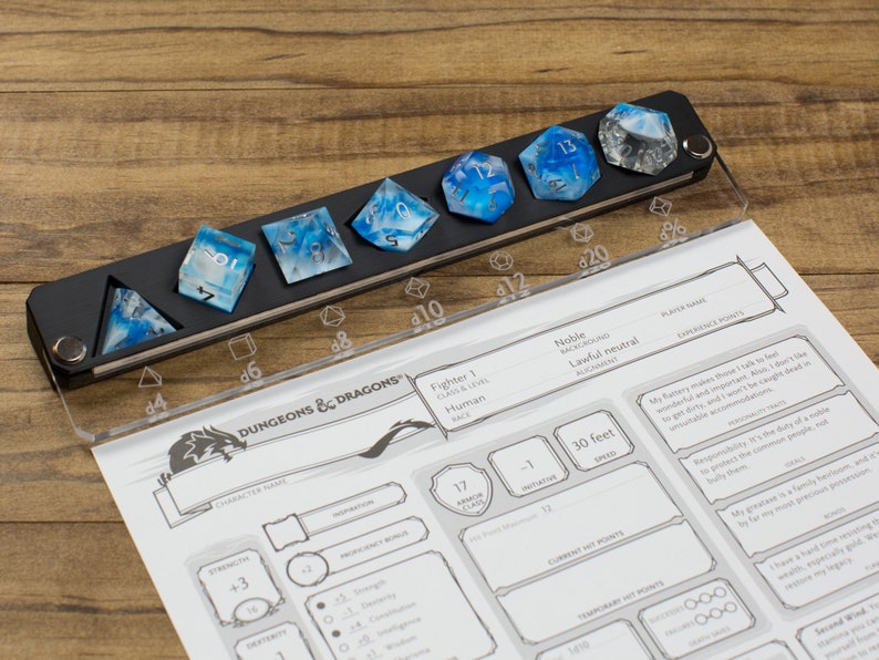 Captured Sky Sharp Handmade Dice Clear/Blue/White Resin Cast Dice Set of 7 DnD Dice Dice for Dungeons & Dragons by Wooden Golem image 10