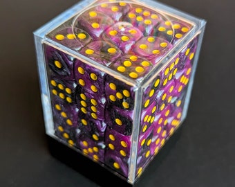 Dés D6 Minions du nécromancien - Boîte de 36 dés D6 12 mm avec revers - Dés violets/noirs/jaunes pour les jeux de guerre, Donjons et Dragons