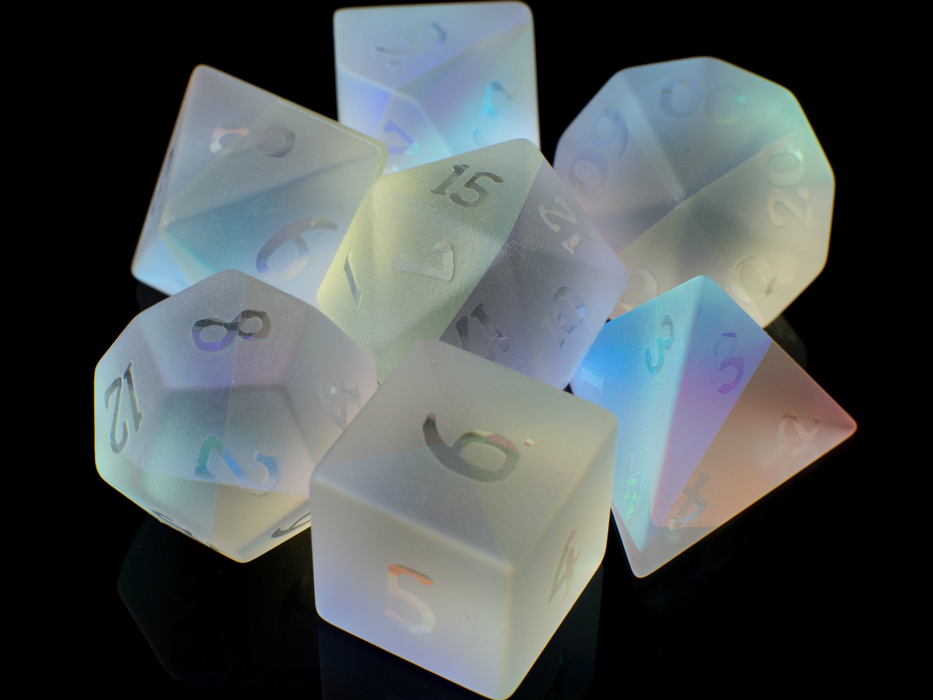 Frosted Prismatic Glass Dice Dice Set of 7 for Dnd Dice Etsy