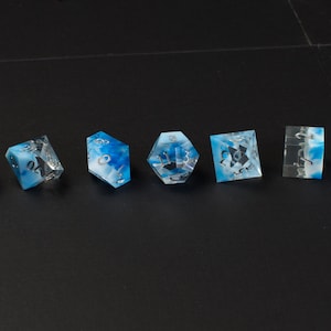 Captured Sky Sharp Handmade Dice Clear/Blue/White Resin Cast Dice Set of 7 DnD Dice Dice for Dungeons & Dragons by Wooden Golem image 5