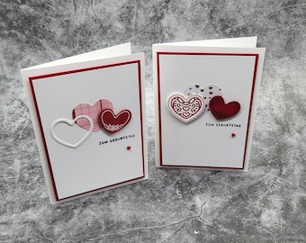 Handmade folded card birthday card | hearts