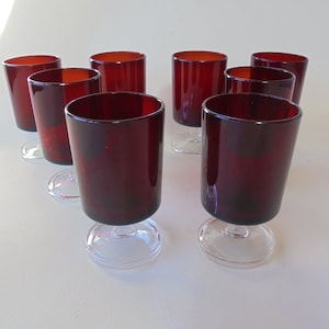 8 copas LUMINARC para APERITIVO y LICOR tinto Vintage años 70