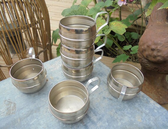 Metal Coffee CUPS Old CAMPING Equipment Vintage 60s With Box 