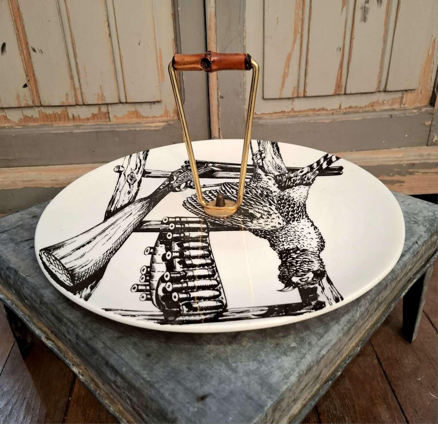 Plateau à Fromage Vintage – Verre Et Rotin – Fait Main – Diamètre 28 Cm