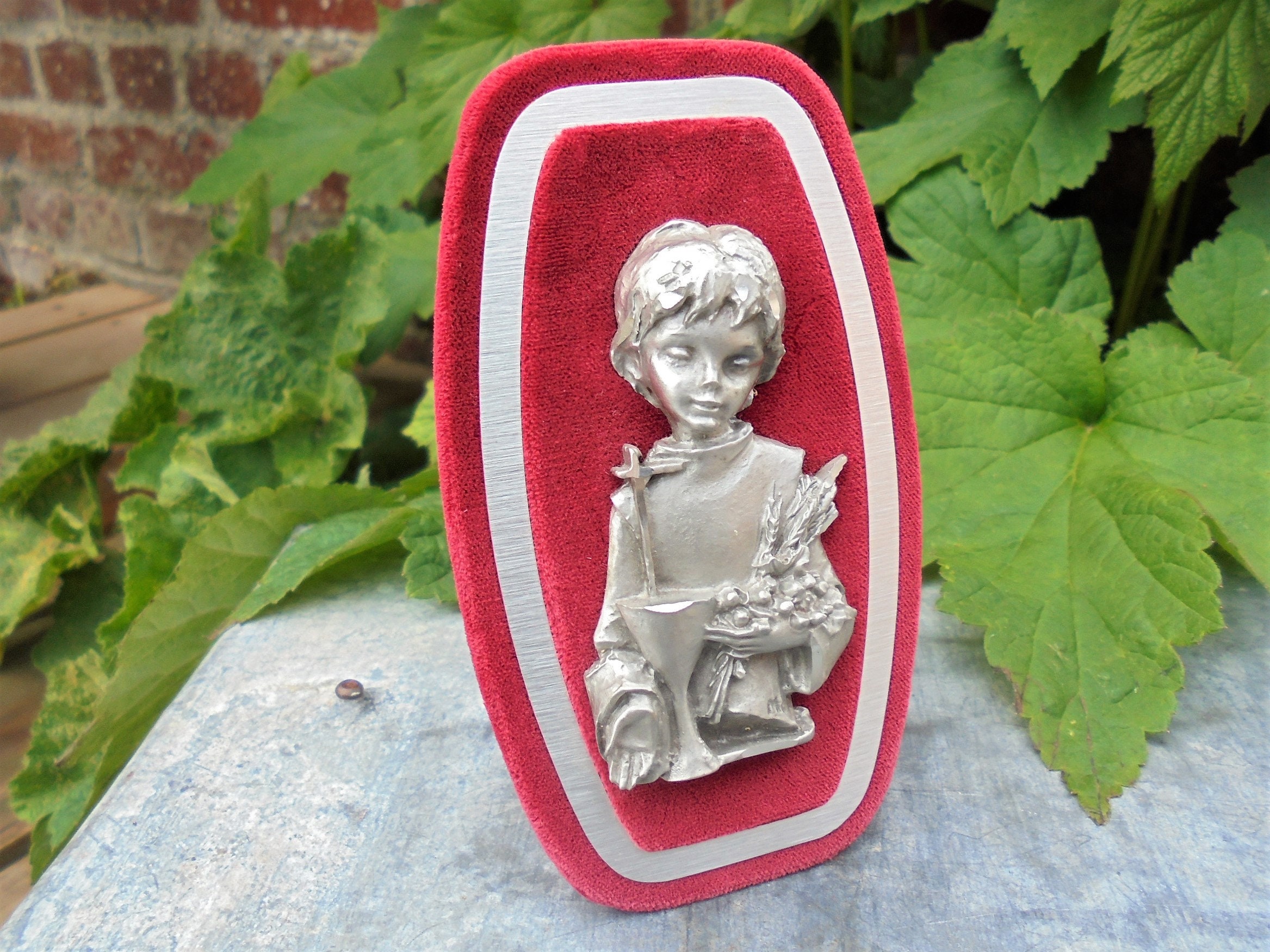 Cadre Étain Communion Modèle Communiant - Ciselé Main