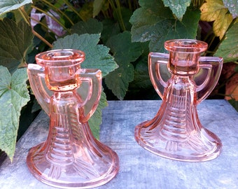 Pair of Rosaline CANDLESTICKS inspired by ART DECO