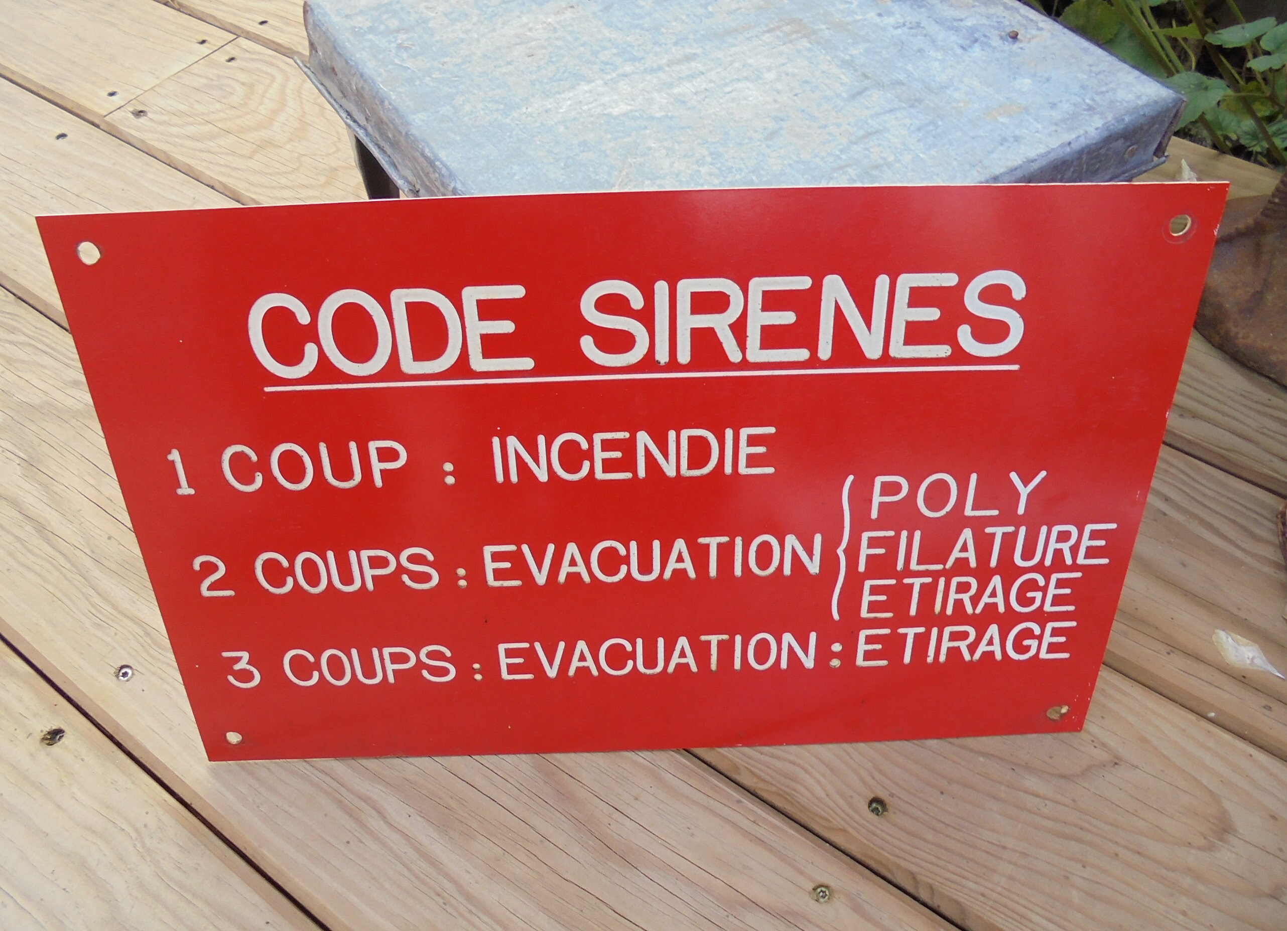 Pancarte Sécurité Sirenes Ancienne Pour Décoration Industrielle Loft Vintage