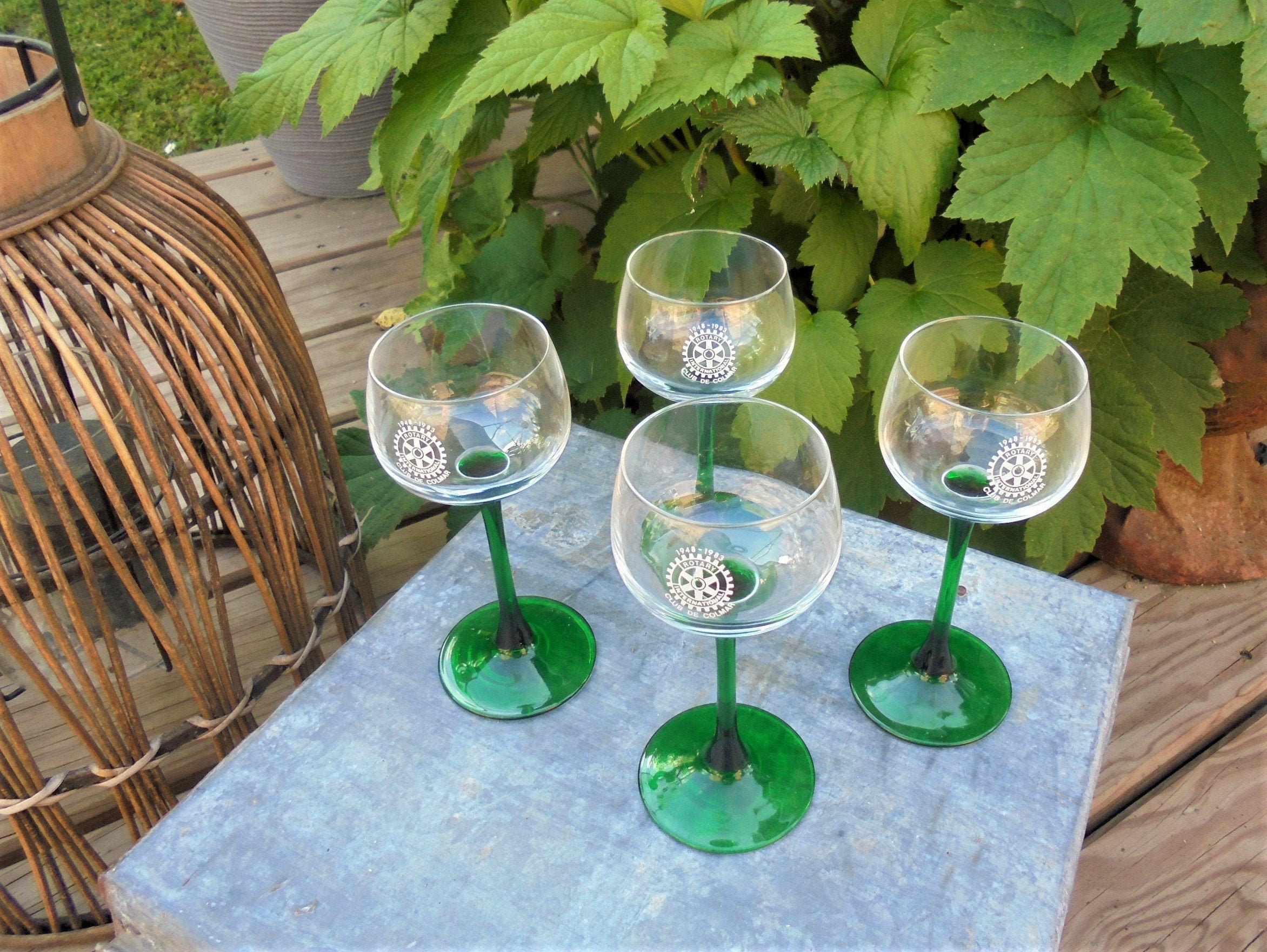 Verres Vin d'alsace Rotary International Club de Colmar - 4 Verres Anciens France