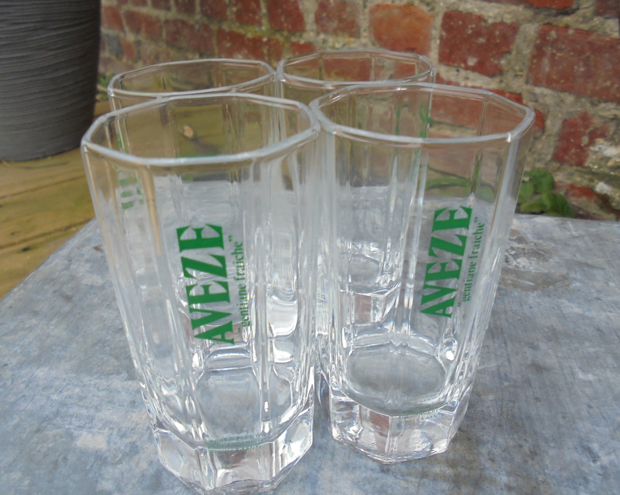 Verres Aveze Gentiane Fraîche - Lot de 4 Anciens Verres