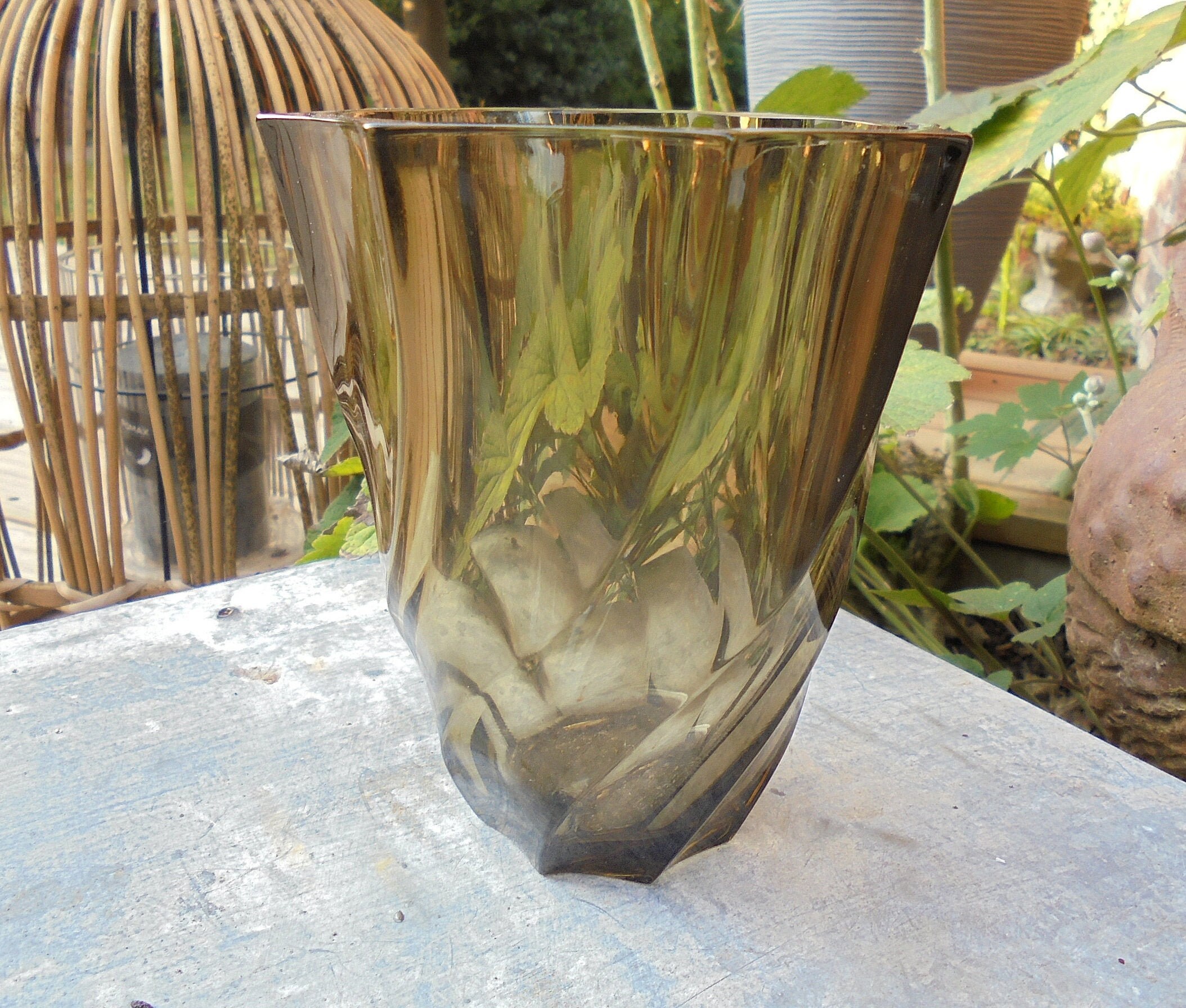 Vase Fumé Lever France Vintage 70S