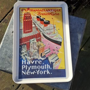 Plateau Cie Transatlantique Línea Francesa Havre Plymouth Nueva York Vintage