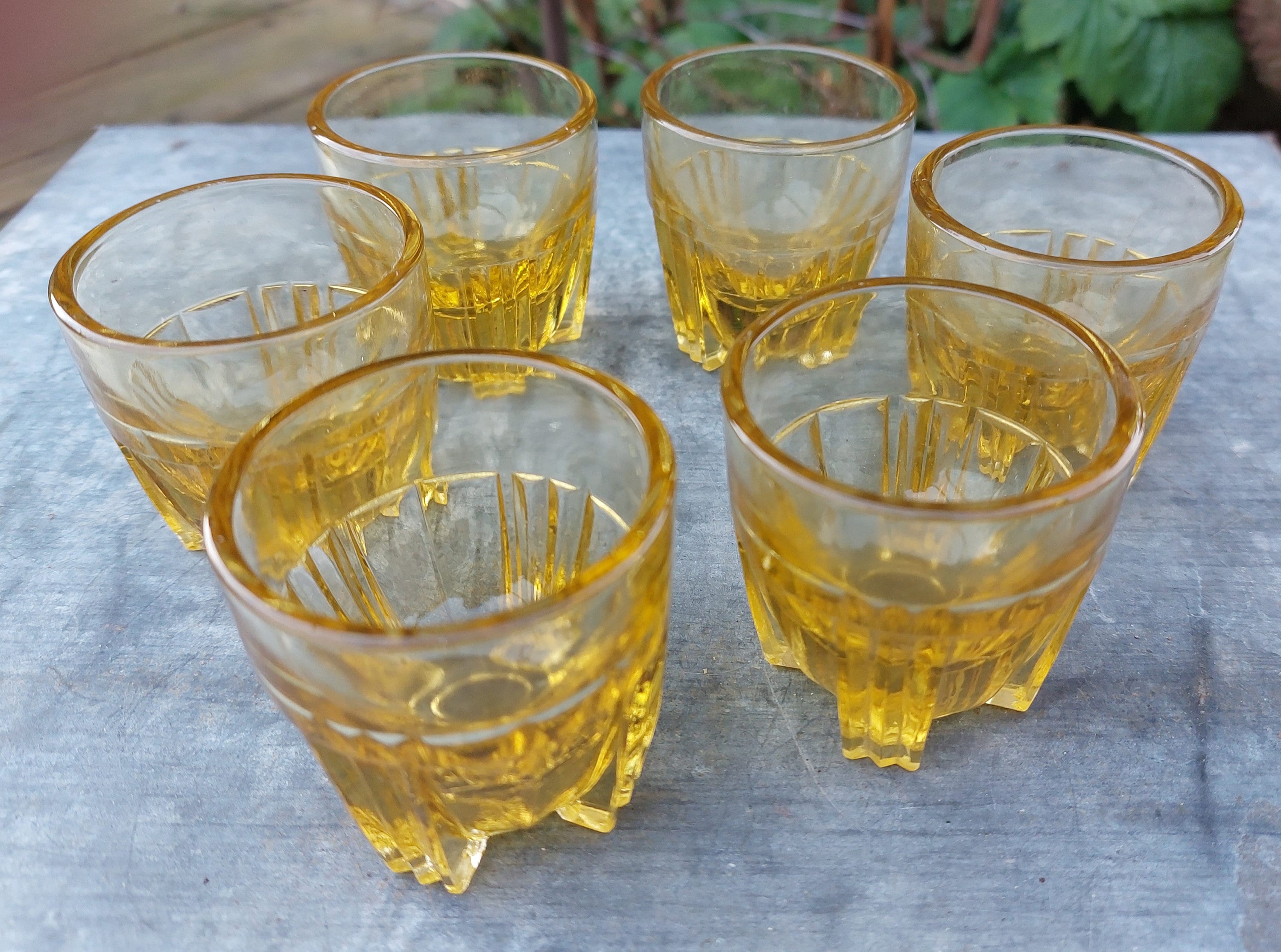 6 Verres Liqueur de Couleur Ambre