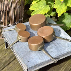 LOT De 3 Casseroles Et Poêle Miniature En Cuivre – Dinette Poupée VILLEDIEU (ancien)