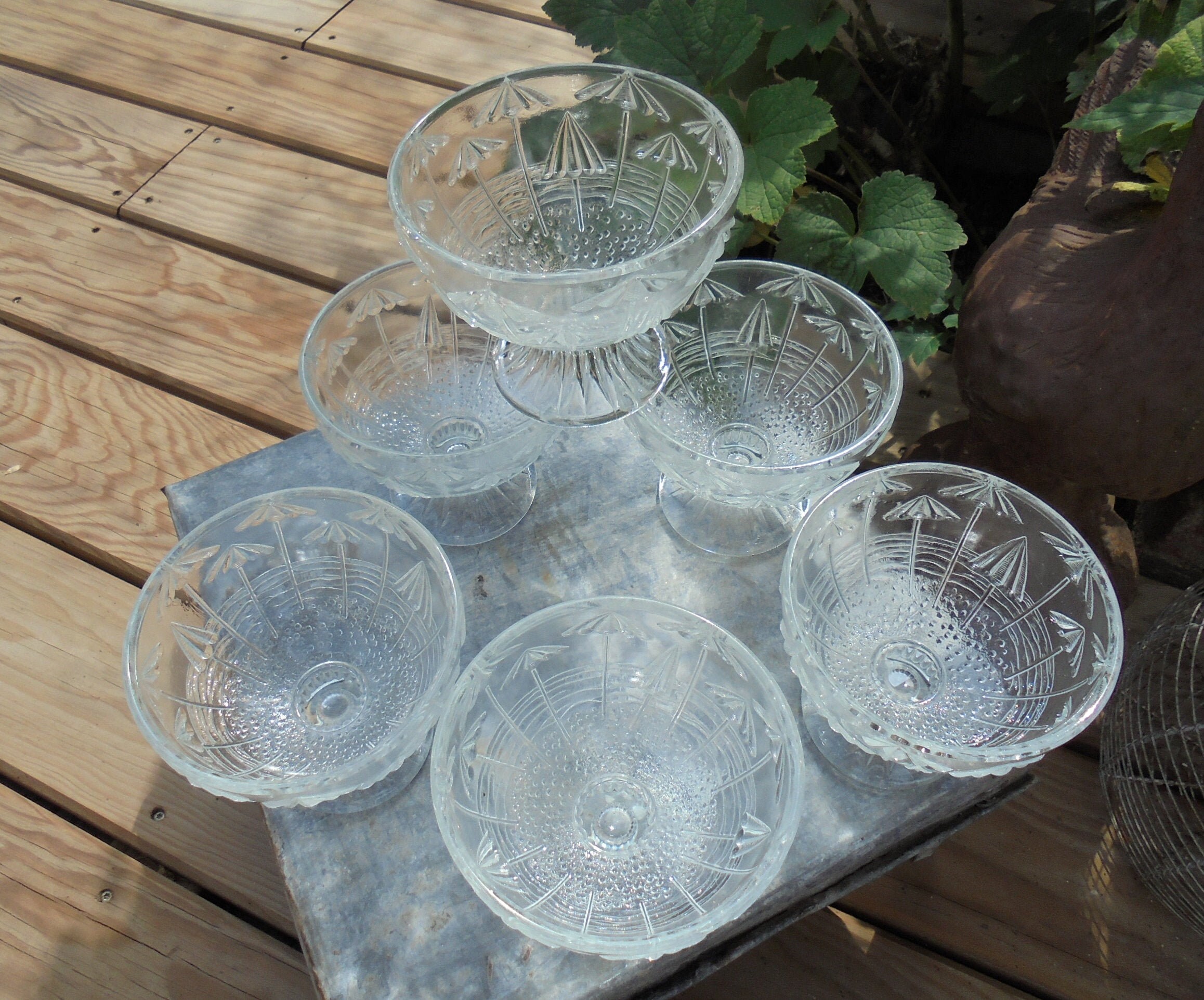 6 Coupes Glace Fruits Au Joli Décor de Vacances